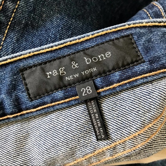 Rag & Bone High Rise Raw Hem Cropped Dark Stone Wash Skinny Jeans Size 28 - Picture 7 of 11